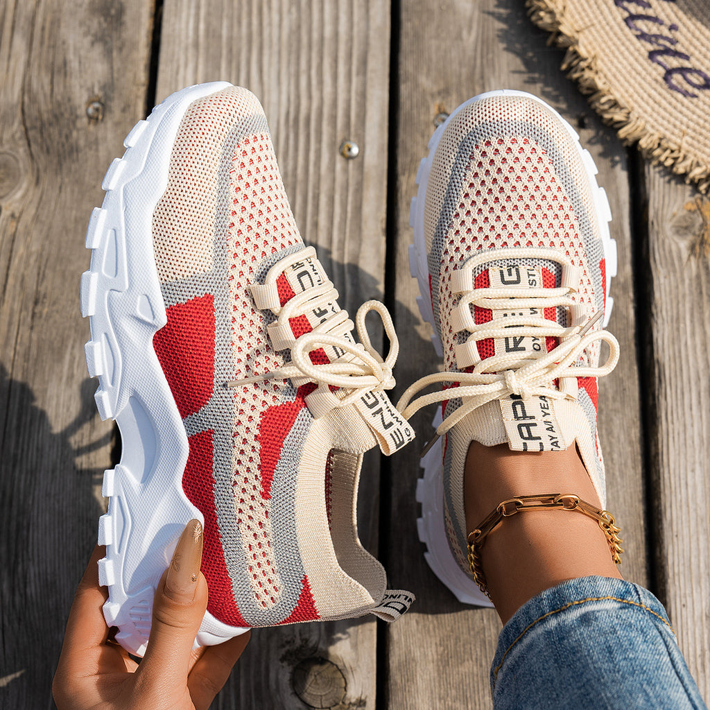 Flyknit Mesh Breathable Lace-Up Sneakers Women Walking Running Shoes AdriaPulse
