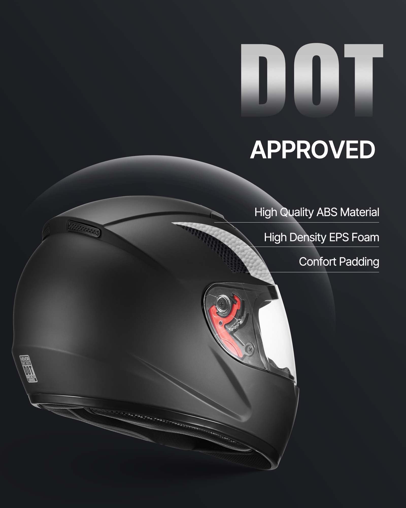 DOT approved full face motorcycle helmet in matte black with dual tinted and clear visor for men and women – AdriaPulse