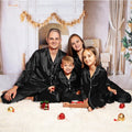 Parent-Child Ice Silk Satin Pajamas Set Black – Family Matching Sleepwear – AdriaPulse"