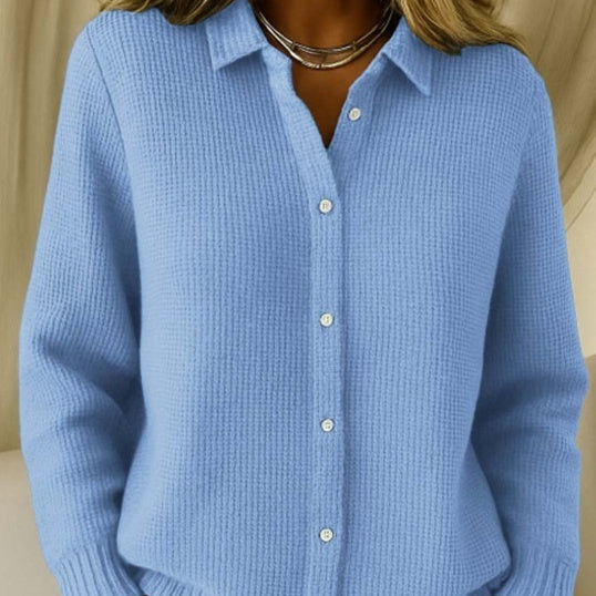 Pull décontracté pour femme, à boutons, col revers, manches longues, hauts tricotés, pull d'hiver