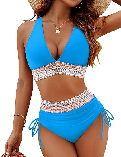 Women's High Waist Bikini Set Solid Color 2-Piece Swimwear –| AdriaPulse