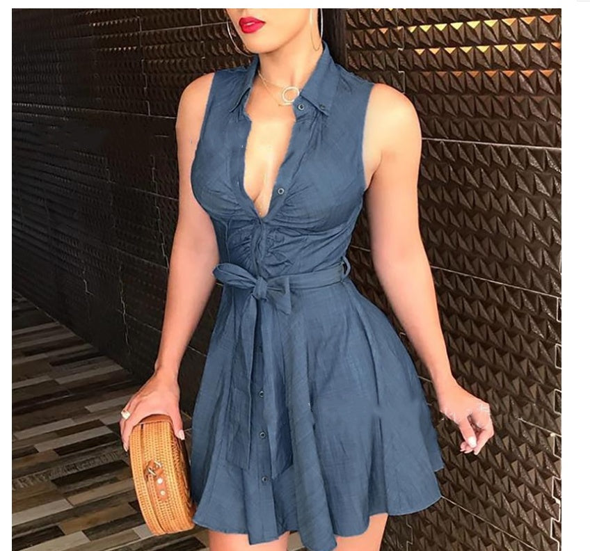 "Women's black denim shirt dress in casual relaxed fit, lightweight nylon fabric for everyday wear – AdriaPulse"