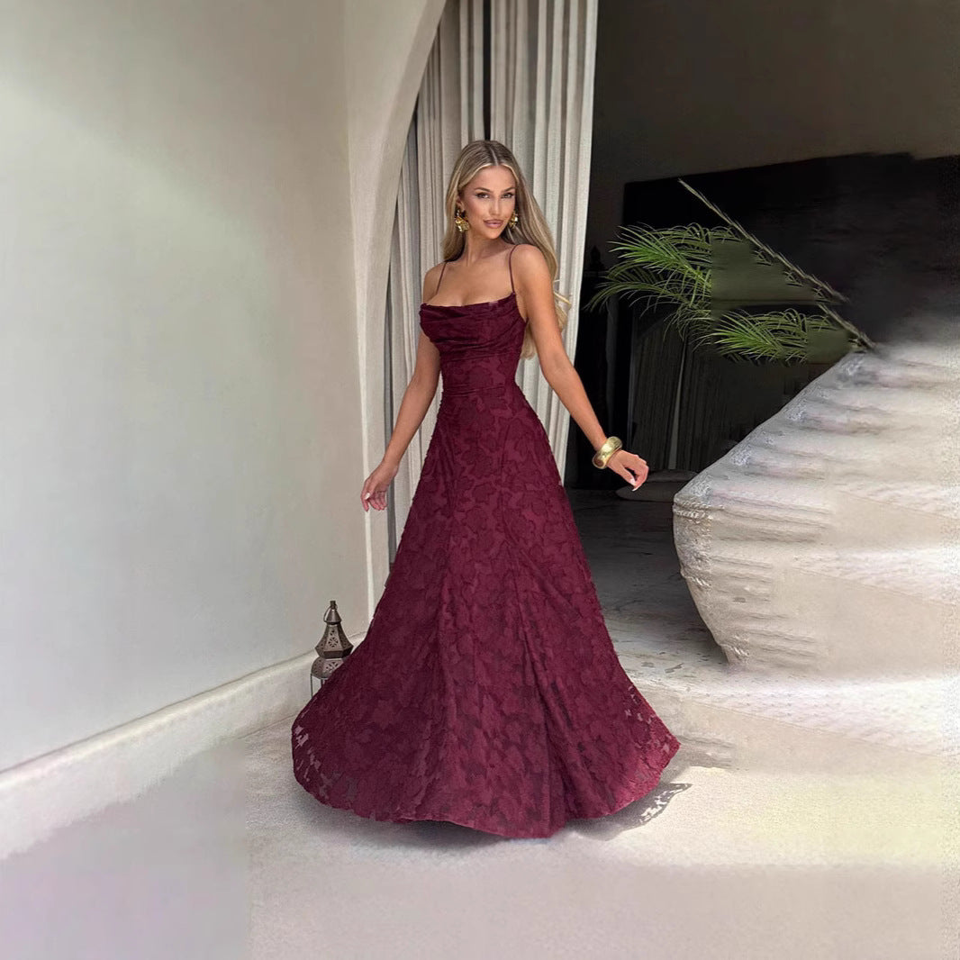 Sling Chiffon Backless Dress | Women's High Waist Long Maxi – Elegant Summer Style