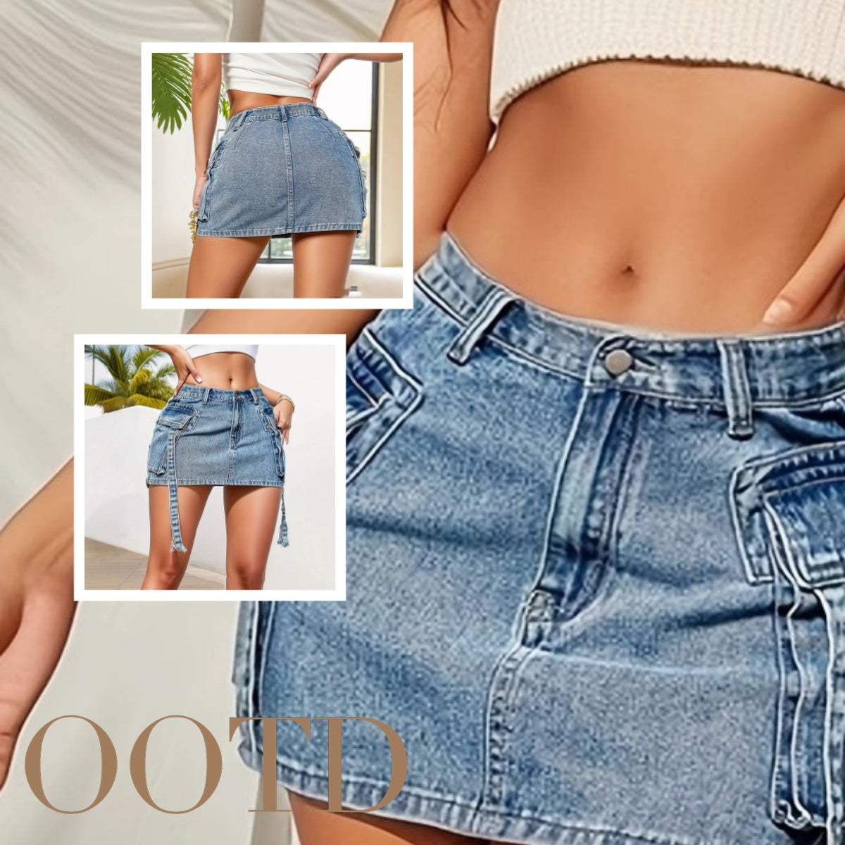 Mini-jupe en jean Y2K pour femme – Jupe crayon taille basse en jean | Streetwear vintage des années 90