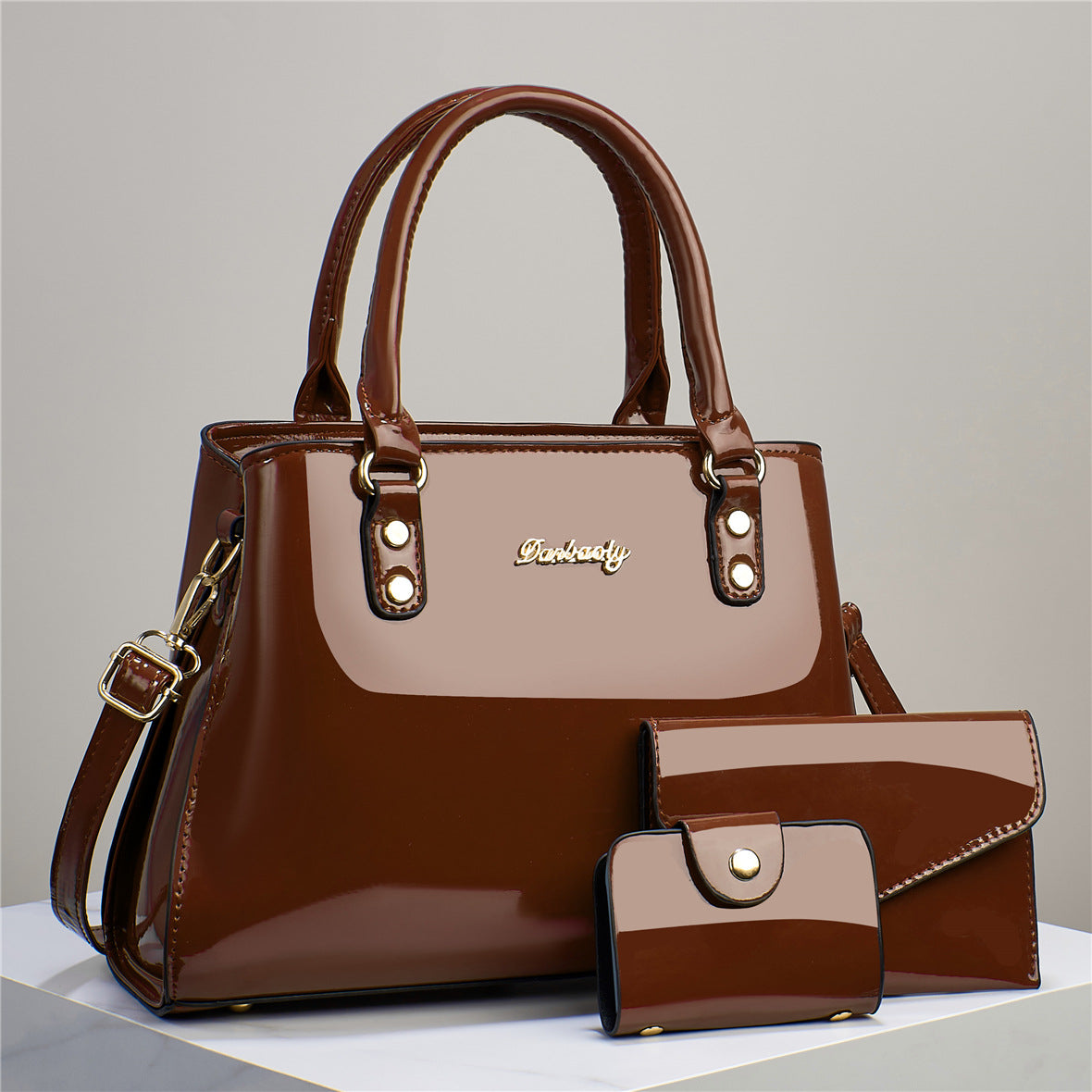 Women's Fashion Shoulder Bag Set | 3-Piece Messenger Bag – Handbag + Mini Bag + Card Holder