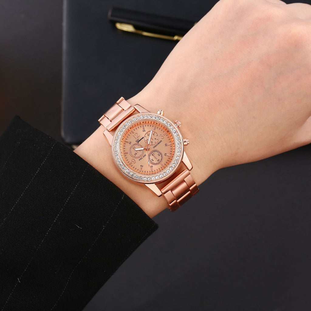 Women's Roman Numeral Quartz Watch Round Dial – Rose Gold Rome | AdriaPulse