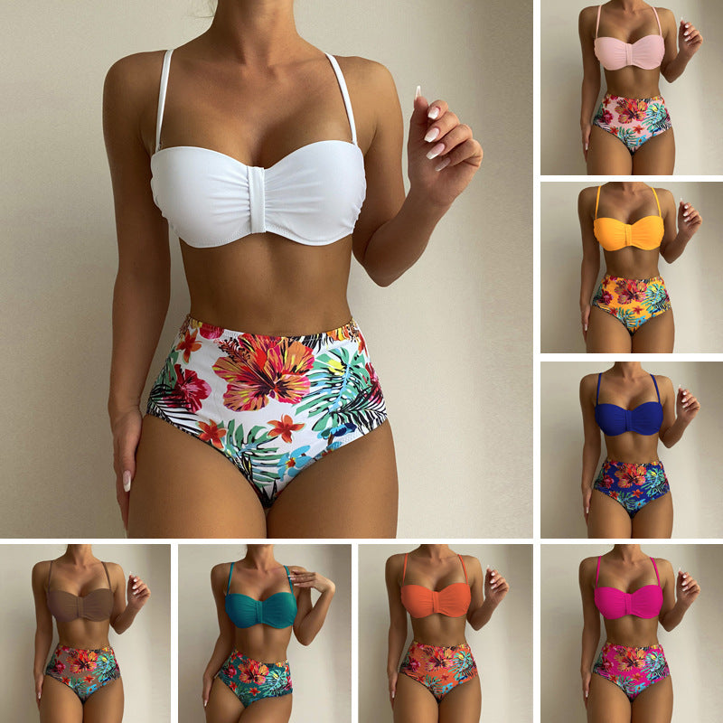 Women's Floral Spaghetti Strap Bikini Set – Underwire, 9 Colors, S–L