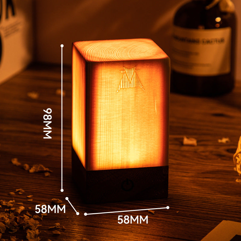 Retro Wood Atmosphere Night Light – Touch USB Lamp for Picnic & Home Decor