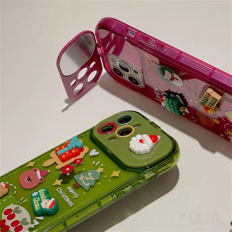 Christmas Phone Case – 3D Santa & Elk Pendant | iPhone XR to 15 Pro Max
