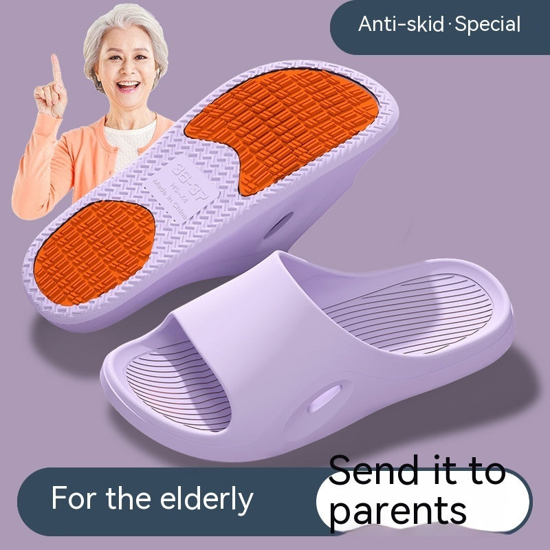 Non-slip indoor bathroom slippers in purple with thick PVC sole and toe ring design — quick-dry home slippers for couples, AdriaPulse