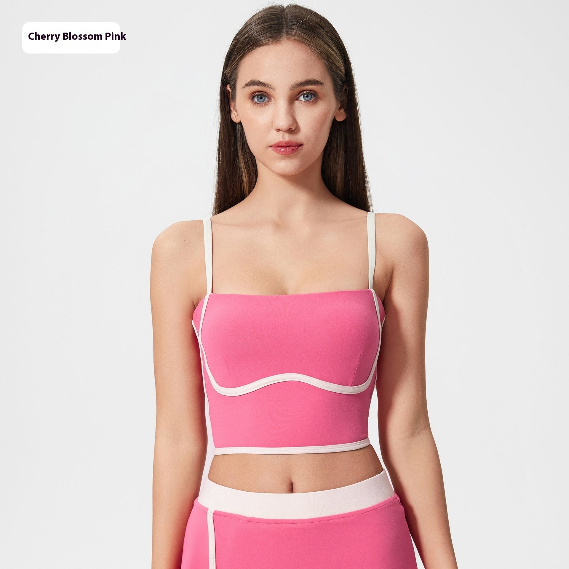 Women's Yoga Set – Contrast Color Sports Vest & Shorts