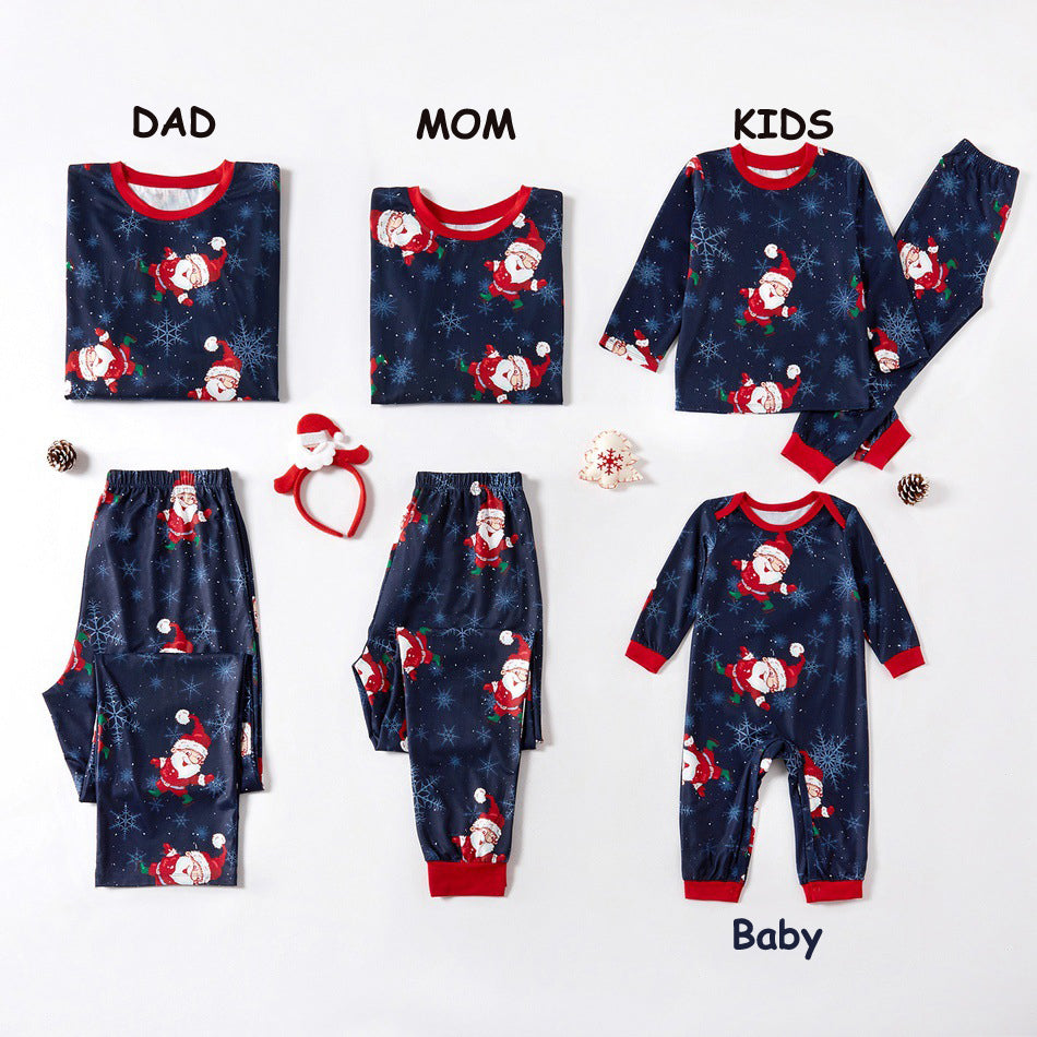 Family Matching Animal Print Christmas Suit Dark Blue – Milk Silk Fleece Holiday Set – AdriaPulse"