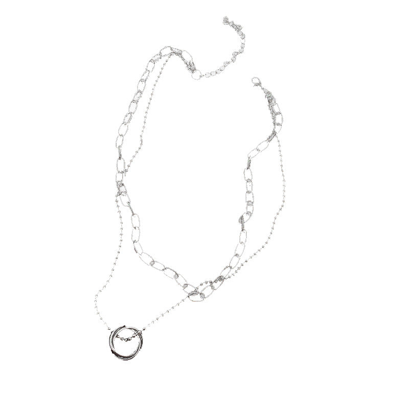 Women's Multilayer Silver Necklace – Electroplated Alloy Layering Chain