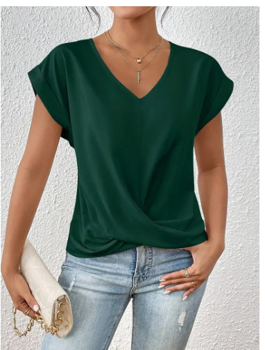 Women's V-Neck Irregular Knot Top– AdriaPulse