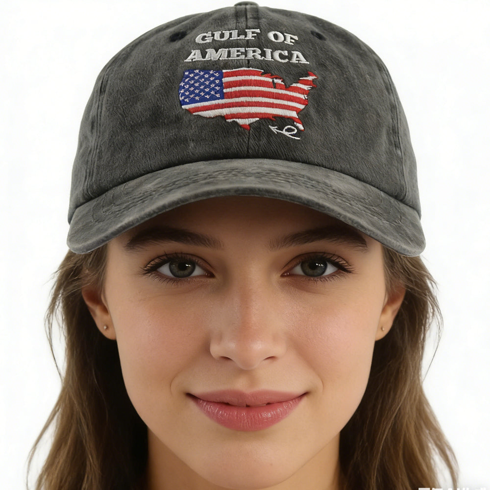 Gulf Of America patriotic baseball cap with American flag design, adjustable unisex cotton hat – AdriaPulse"