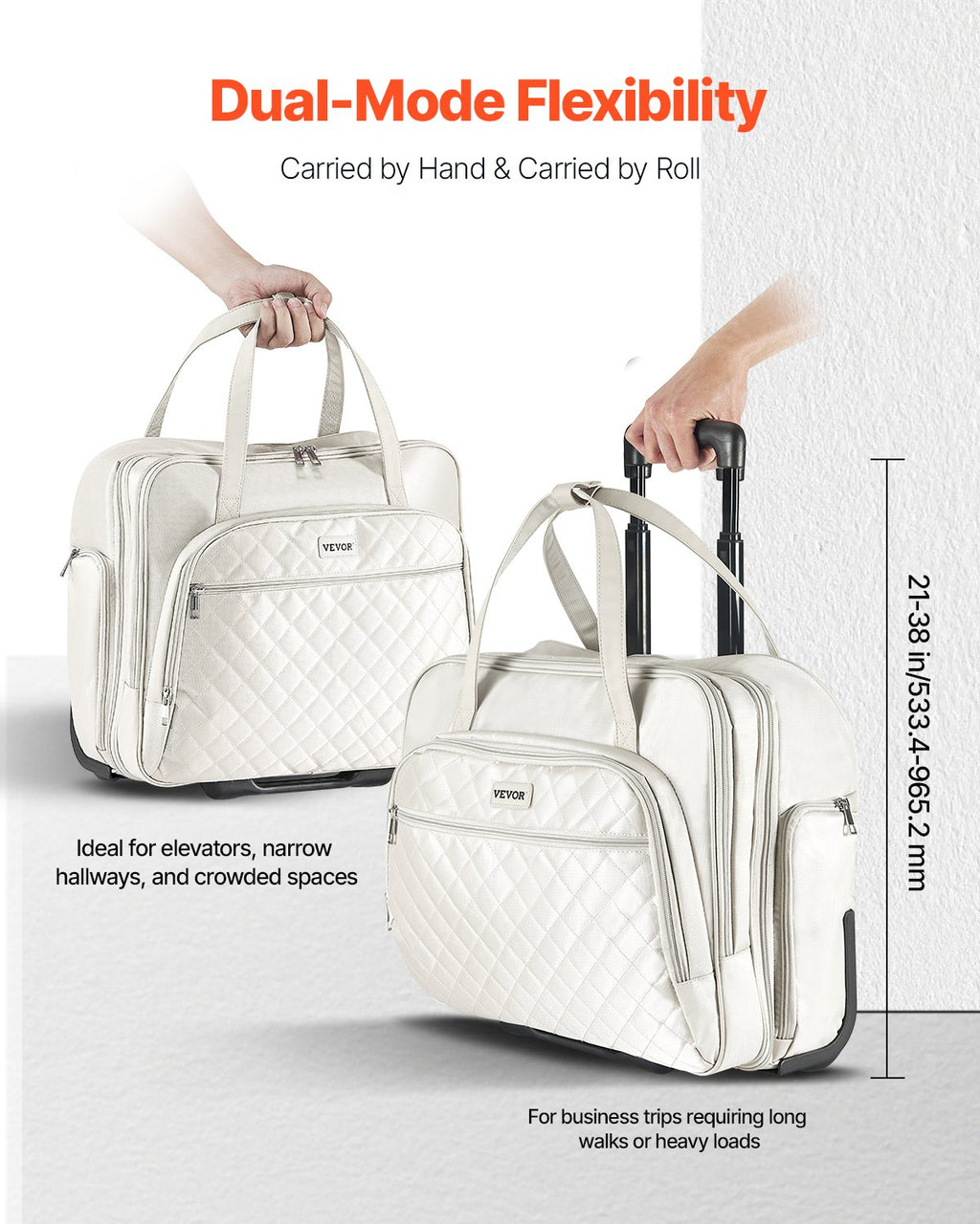 Rolling Laptop Bag 15.6" – Wheeled Briefcase with Telescoping Handle for Work & Travel