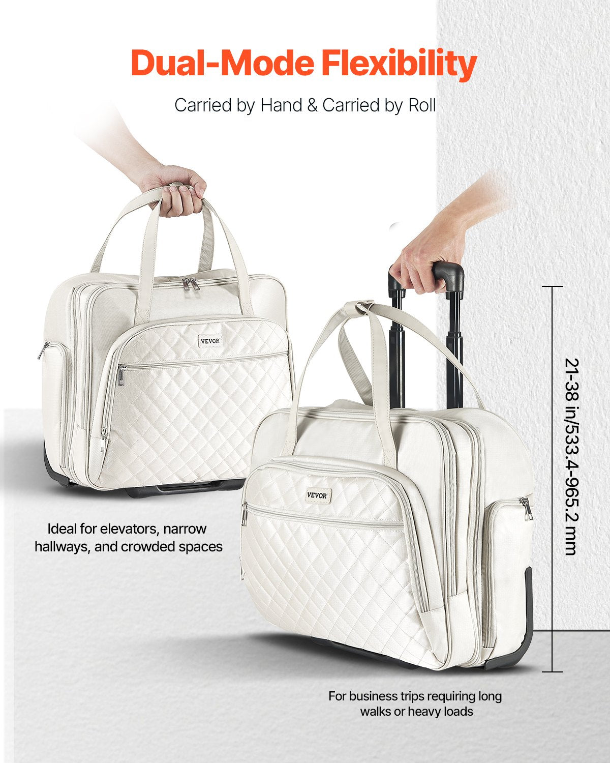 Rolling Laptop Bag 15.6" – Wheeled Briefcase with Telescoping Handle for Work & Travel