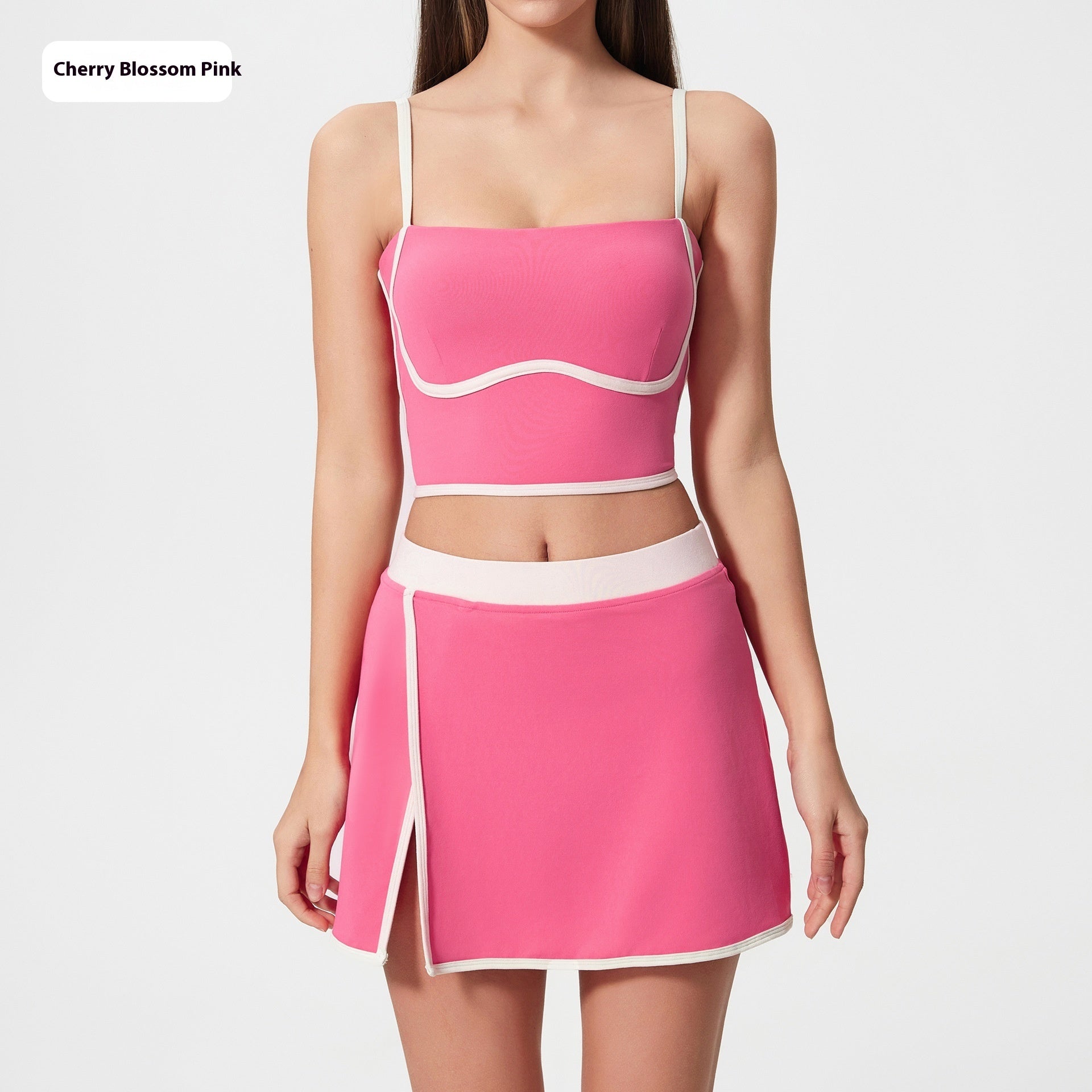 Women's Yoga Set – Contrast Color Sports Vest & Shorts