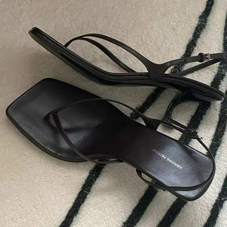 Damen Stiletto-Flip-Flops – spitze Sandalen aus echtem Leder