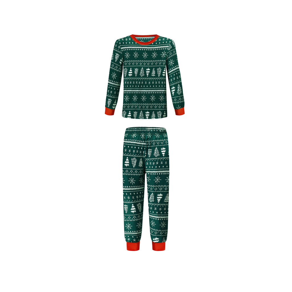 Christmas Family Matching Loungewear Set Green – Contrast Color Print Homewear – AdriaPulse"