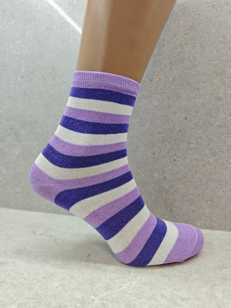 Pack Of 6 12 24 Pairs  Womens Colourful Striped Socks