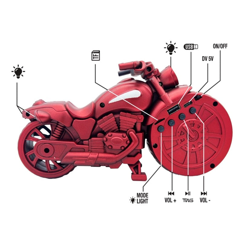 Retro Motorcycle Bluetooth Speaker – Portable 1950s Replica with FM Radio & LED
