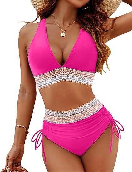 Women's High Waist Bikini Set Solid Color 2-Piece Swimwear –| AdriaPulse