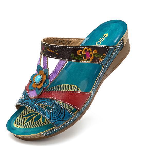 Women's Ethnic Floral Mid-Heel Sandals PU – EU 35–43 | AdriaPulse