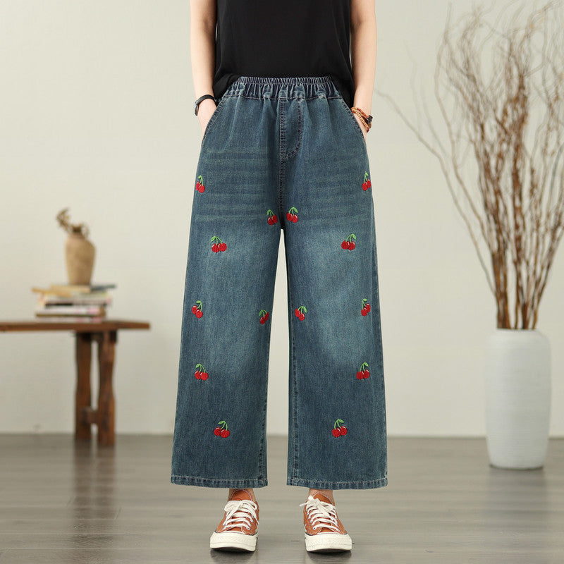 Women's Embroidered Butterfly Loose Denim Jeans Style 1 – AdriaPulse