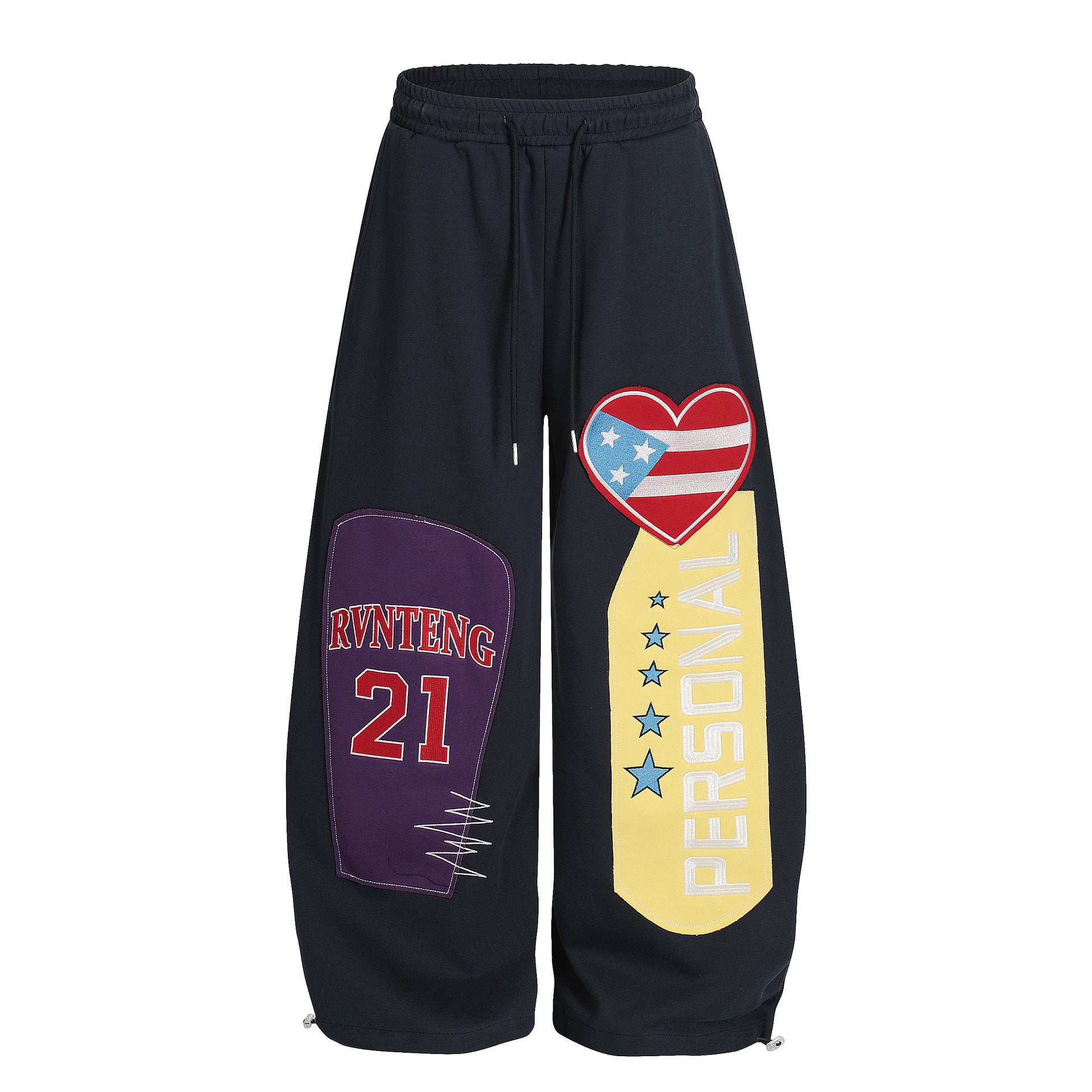 Men's Fashion Letter Pattern Loose Casual Pants – Blue S | AdriaPulse