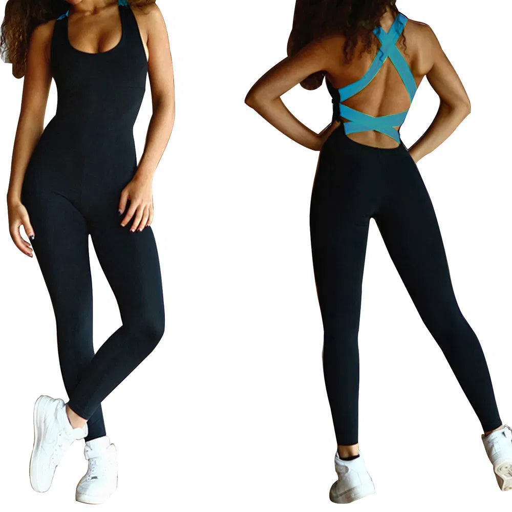 Women's Yoga Workout Jumpsuit – Sleeveless Gym Fitness Romper in 4 Colors
