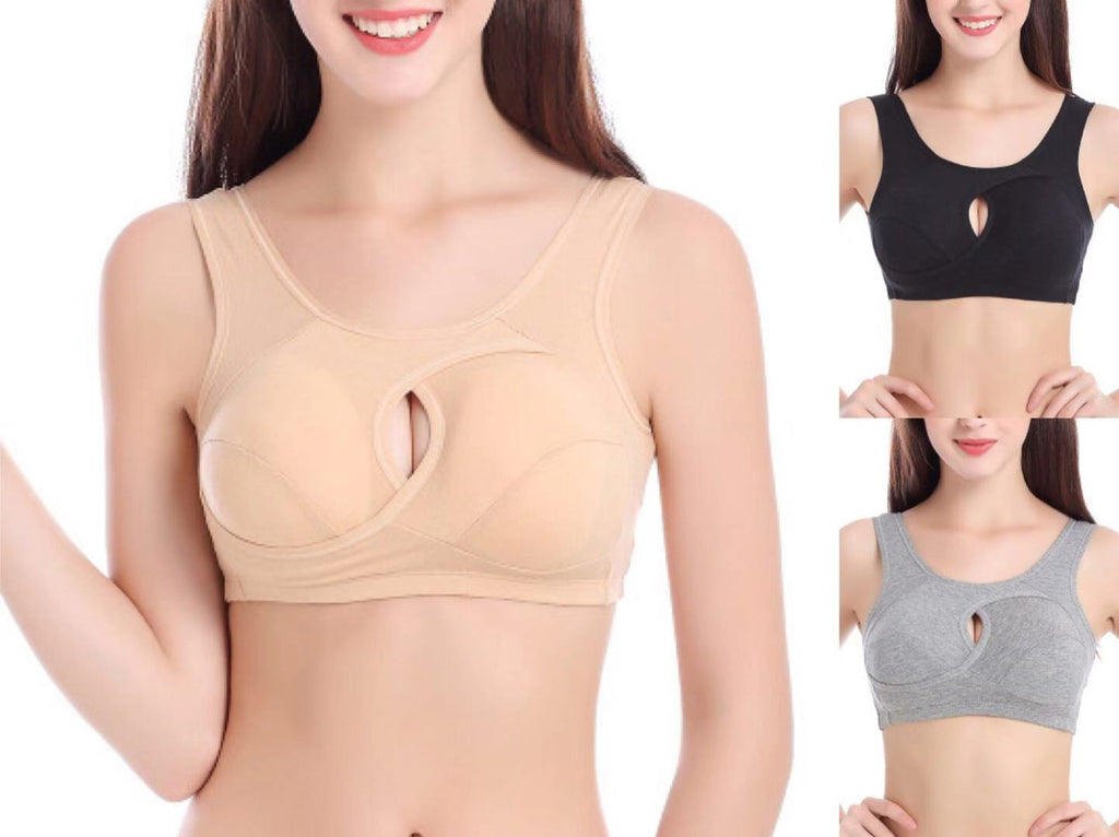 Plus Size Wire-Free Cotton Bra With Removable Padding