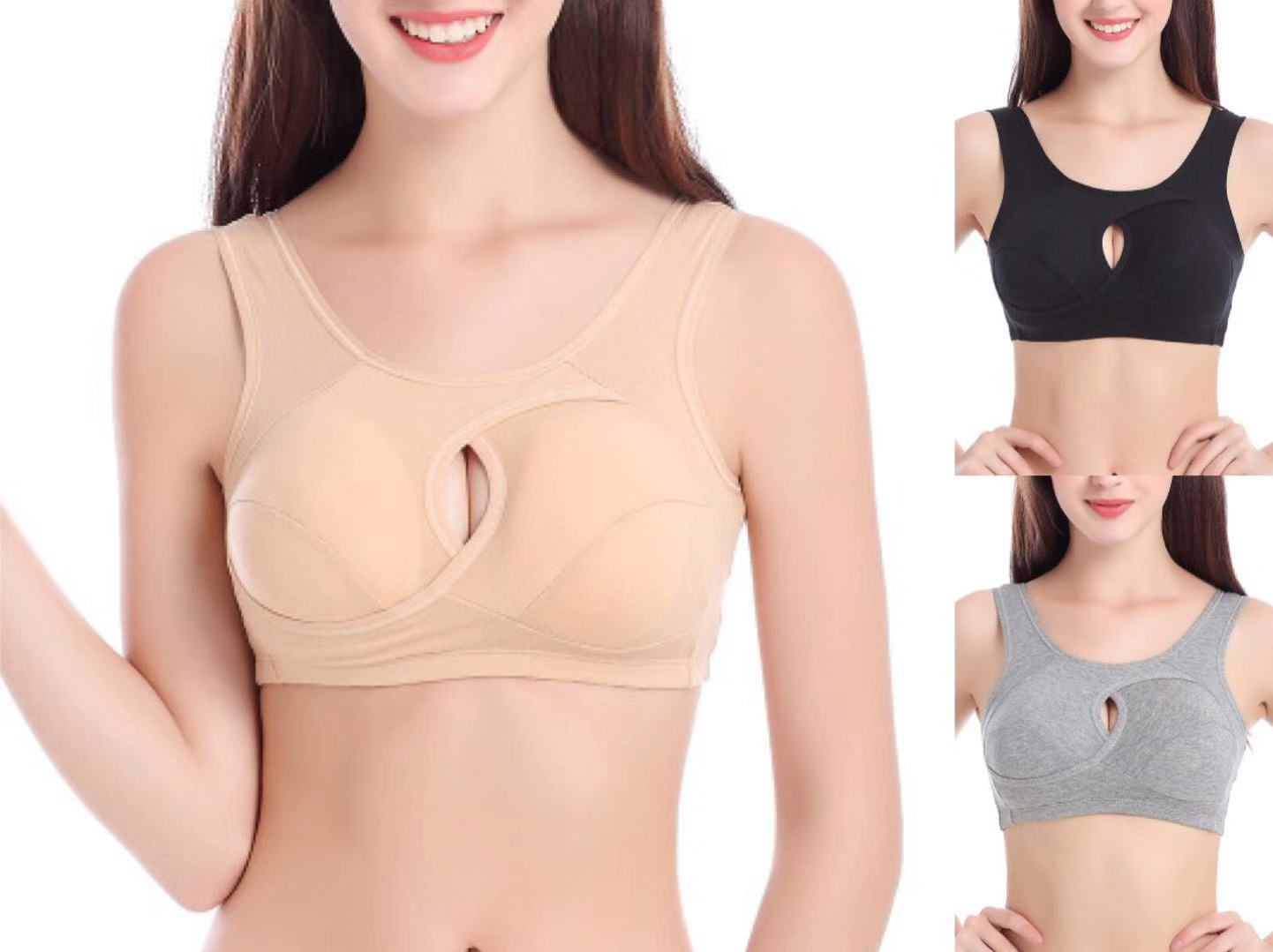 Plus Size Wire-Free Cotton Bra With Removable Padding