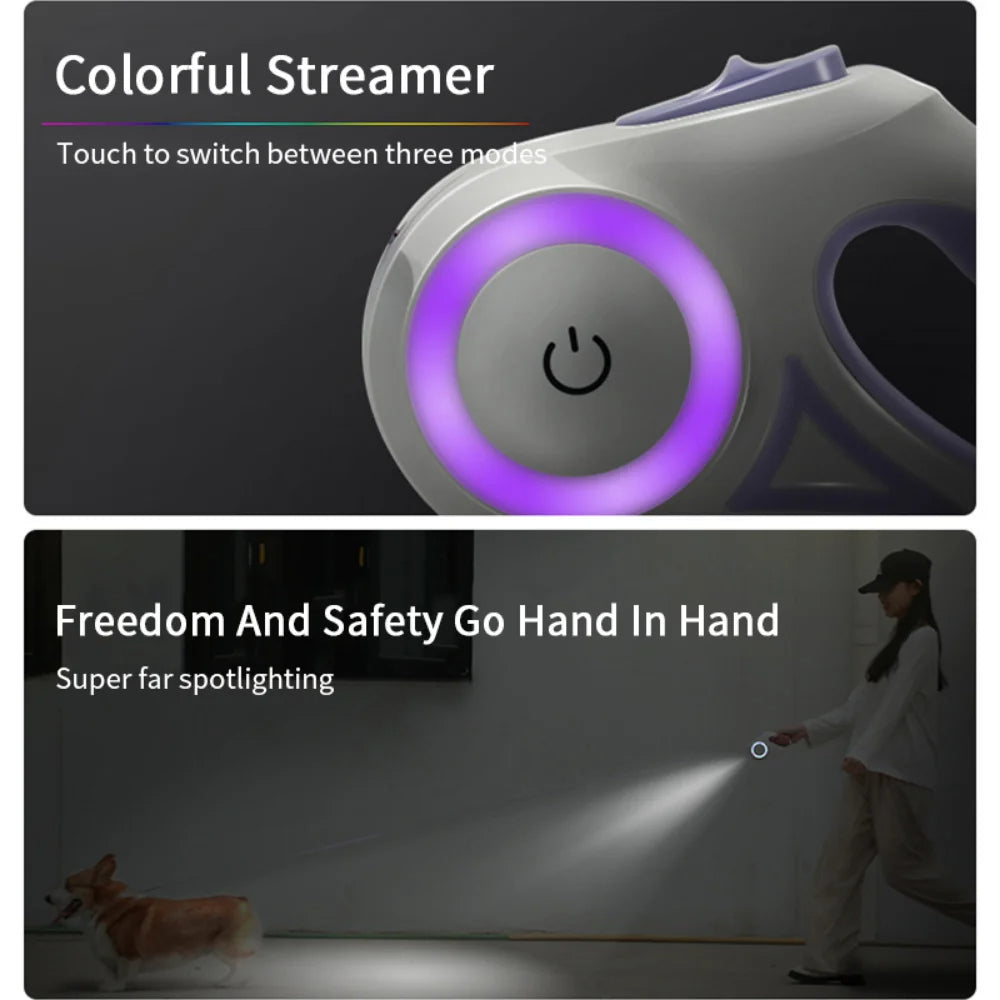 Retractable Dog & Cat Leash with LED Light – 3m & 5m