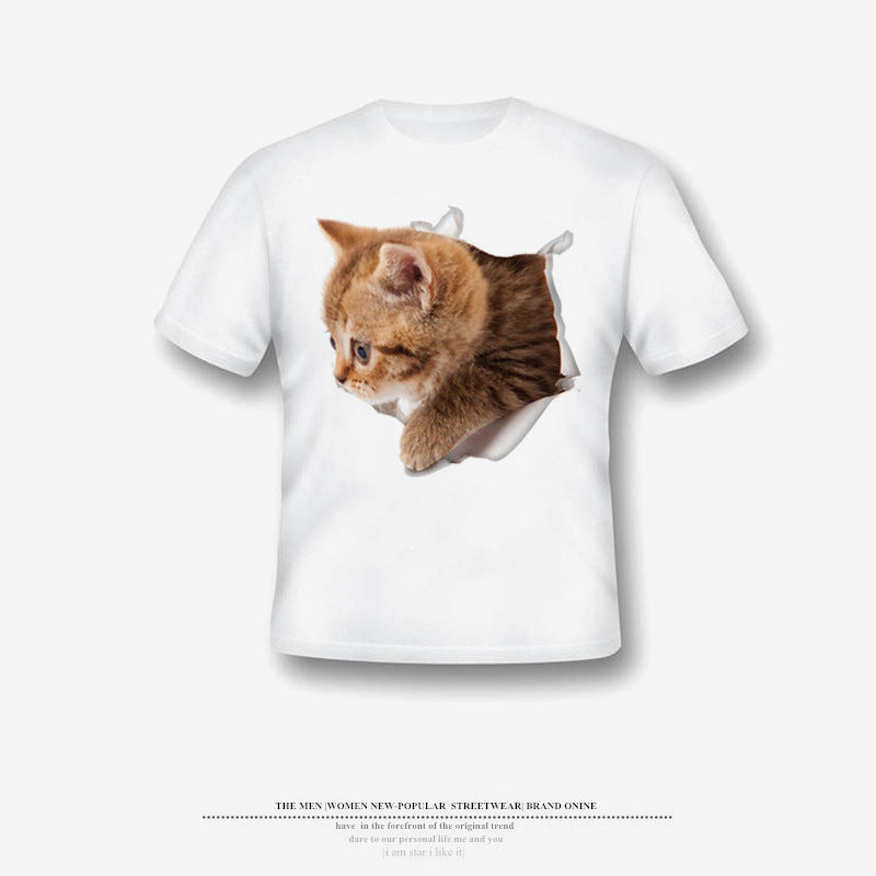 Kids Cat Print T-Shirt | Cute Cartoon Graphic Tee – Boys & Girls
