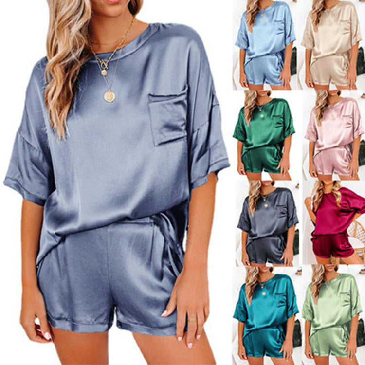 Seiden-Pyjama-Set mit kurzen Ärmeln | Weiches Loungewear Oberteil & Shorts – Damen