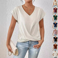 Women's V-Neck Irregular Knot Top Apricot – AdriaPulse