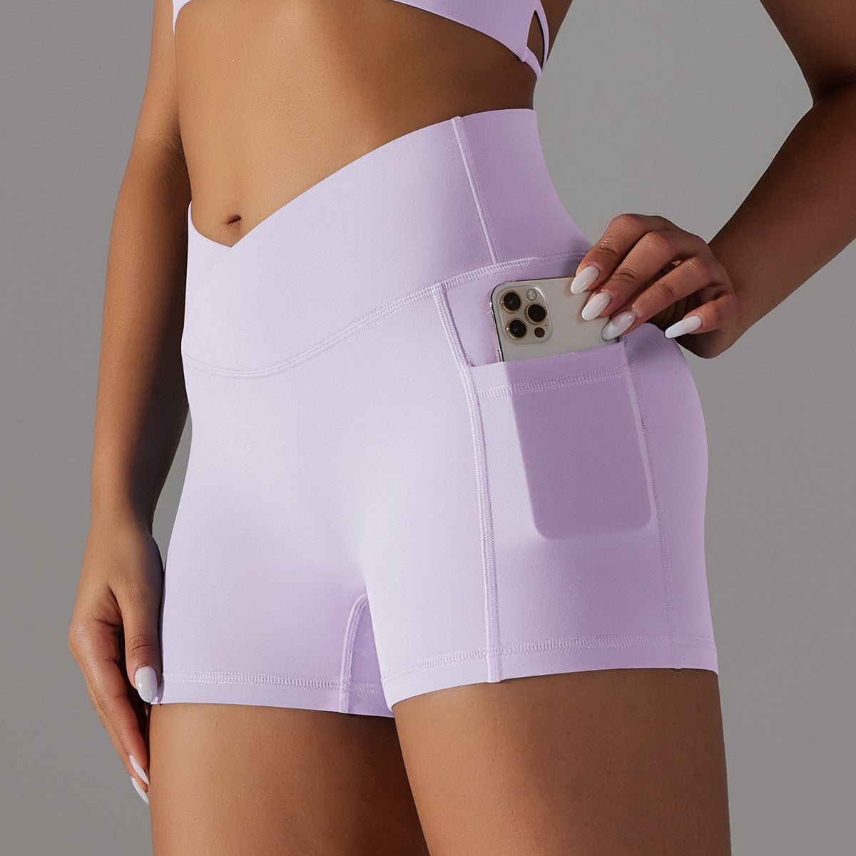Yoga Shorts with Phone Pocket | Moisture-Wicking Women's Fitness Shorts