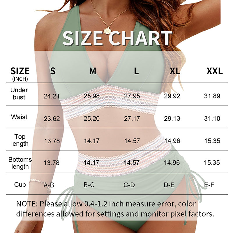 Women's High Waist Tummy Control Bikini Set – Color Block