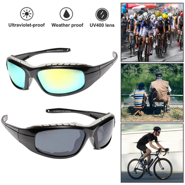 Motorcycle Riding Glasses – 2 Pairs Wind Resistant UV400 Sunglasses