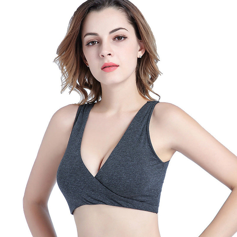 French Maternity Nursing Bra – Cross Front Cotton Breastfeeding Bra, Wire-Free