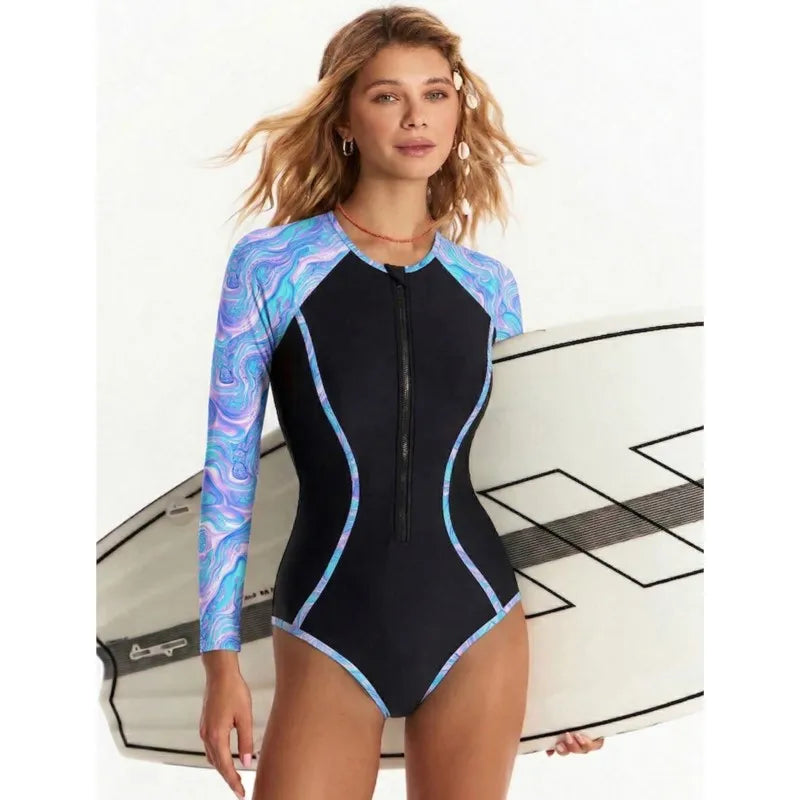 Netzärmel Sexy Badeanzug Damen Sommer Badeanzug Bikini Set Langarm Bademode Strand Schwimmanzug für Frauen Купальник
