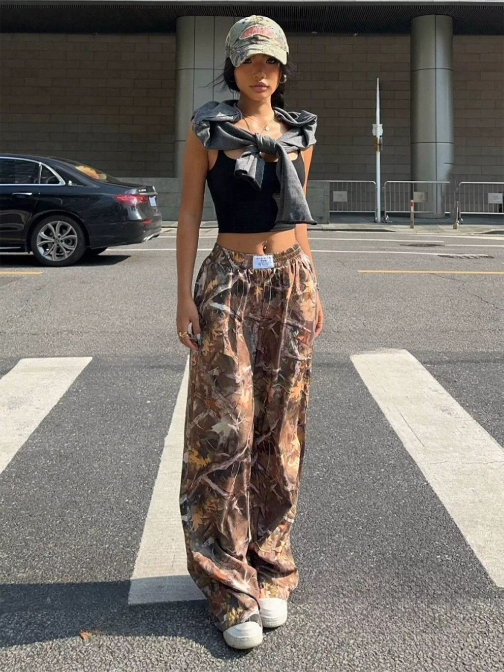 Schlankmachende Freizeithose Hip Hop Retro Street Multi-Pocket Camouflage Cargo-Hose für Damen Y2k Hip-Hop Cargo Grunge Baggy Hose