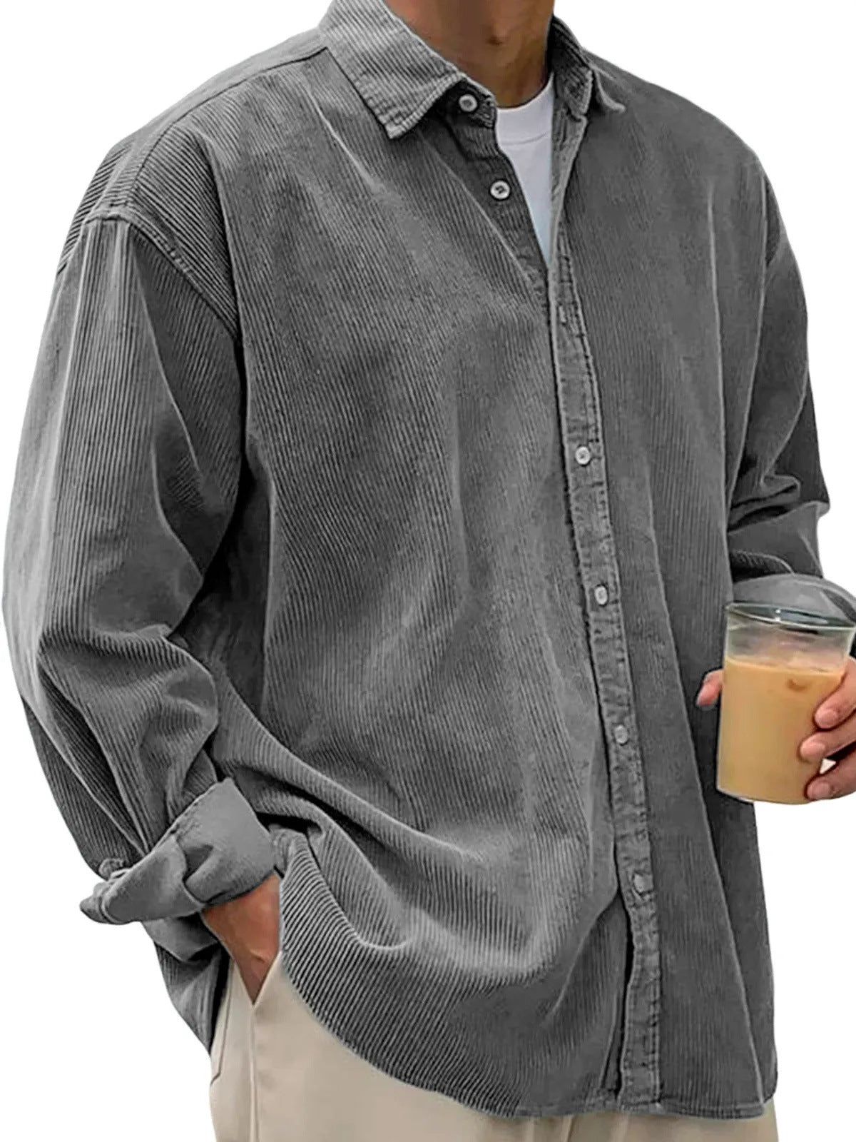 Casual Loose Men's Thick Shirt Jacket – 12 Colors S–5XL