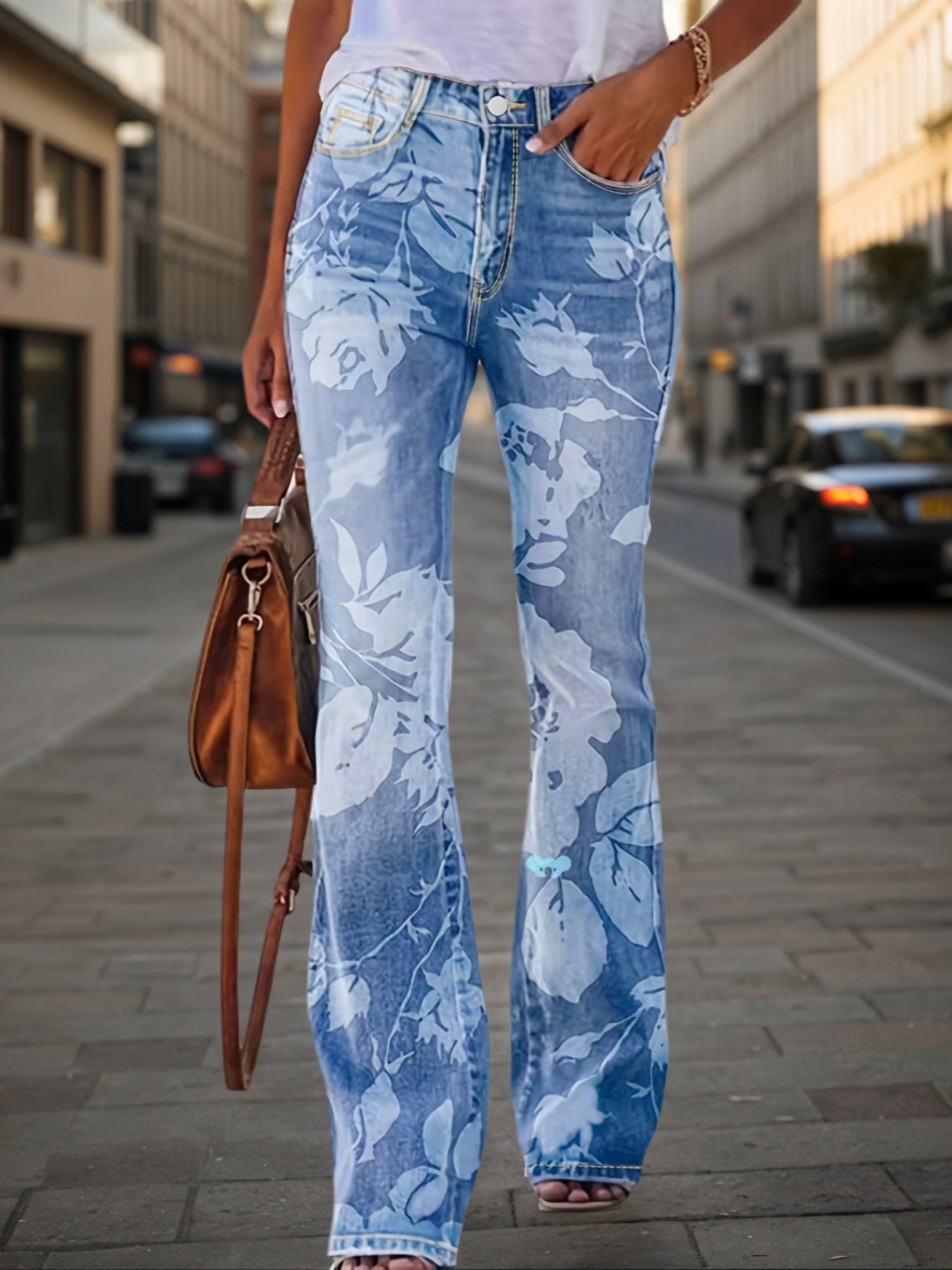 Women's Printed Denim Pants – Warm Four Seasons Jeans