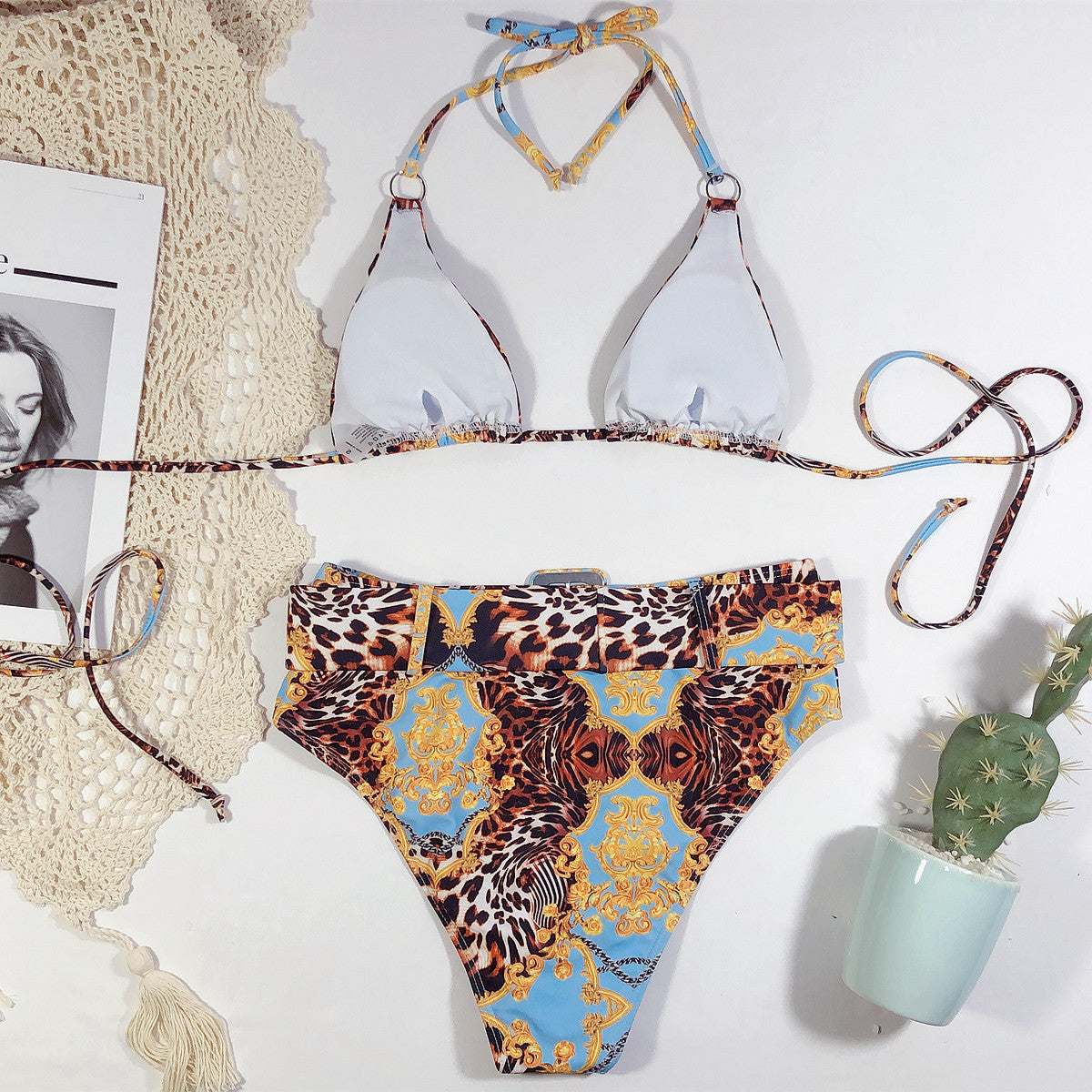 Haut de bikini nuque imprimé