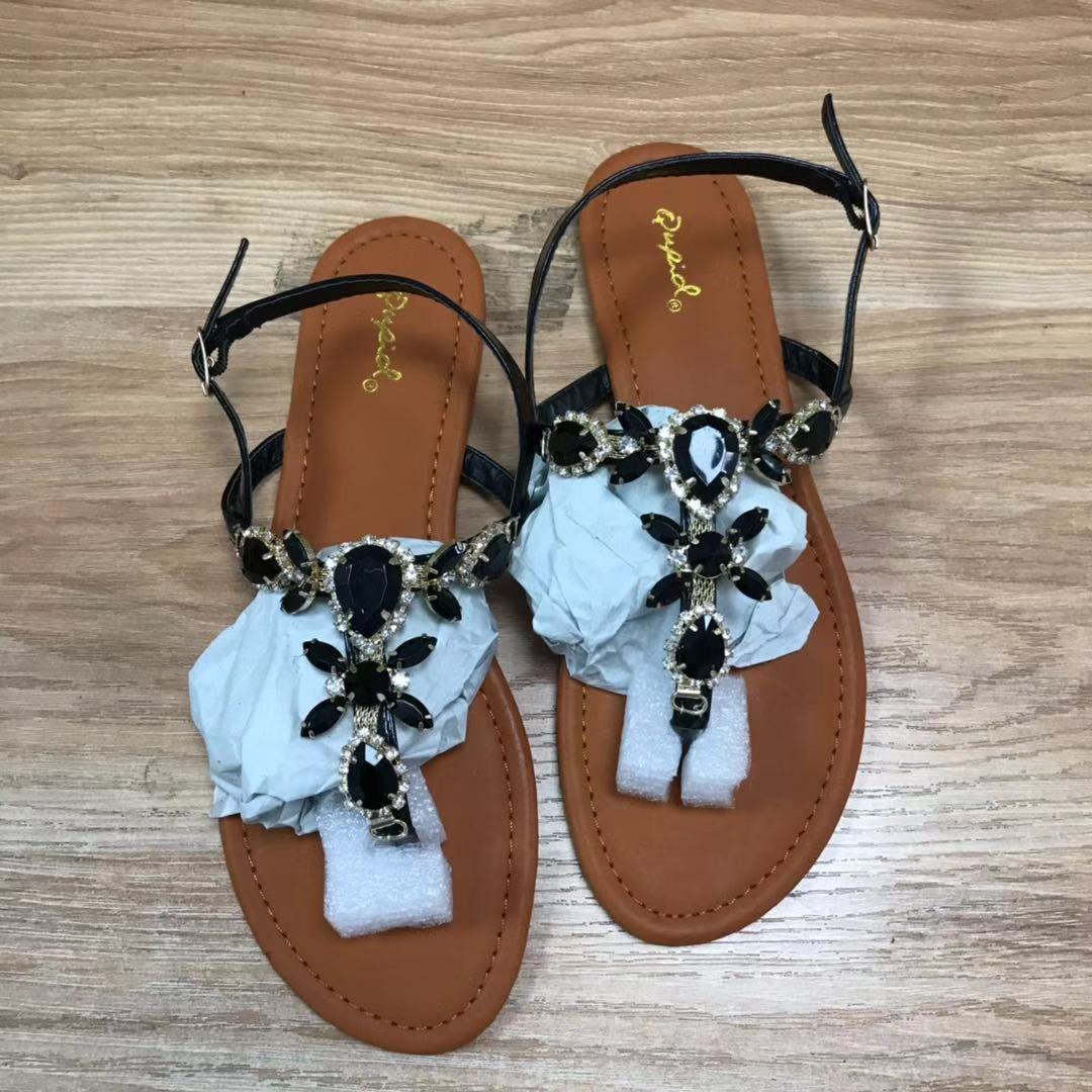 Sandales Femme Bohème en Cristal – Tongs à Boucle Strass