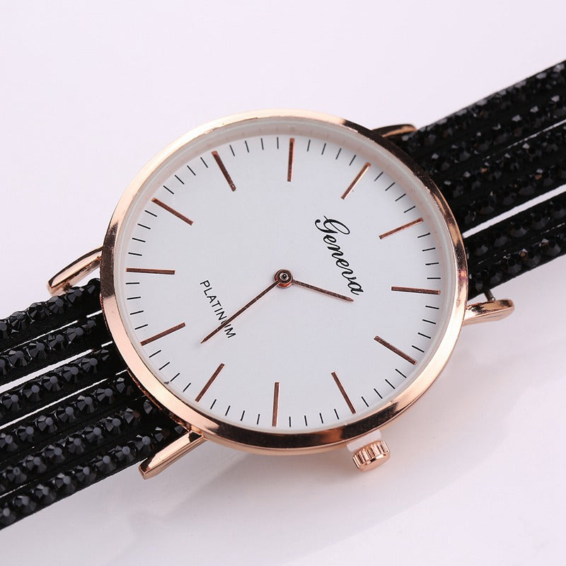Women's Floral Quartz Bracelet Watch Elegant Dress Watch – Black | AdriaPulse