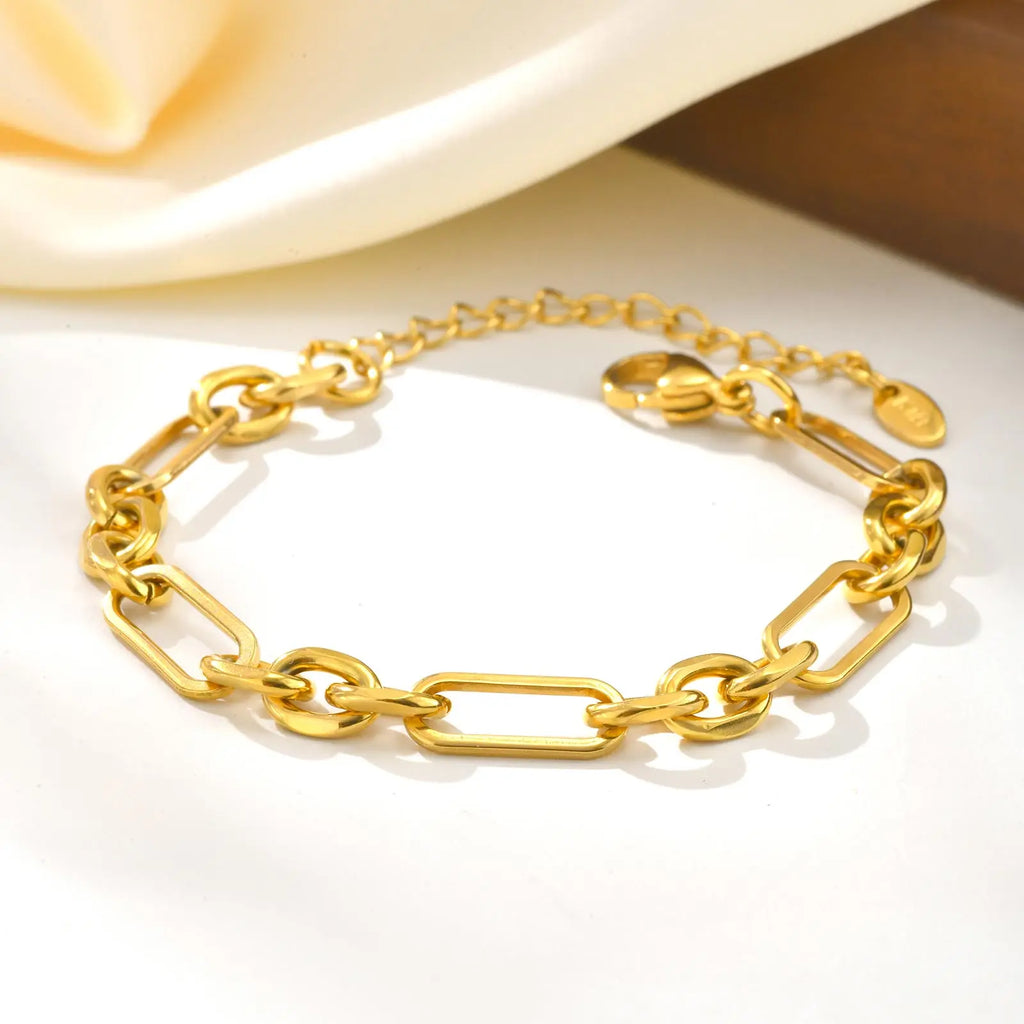 Edelstahl Quadratische Kettenarmbänder,Vergoldetes, Verstellbares Damenarmband,Geometrisches Schmuckgeschenk