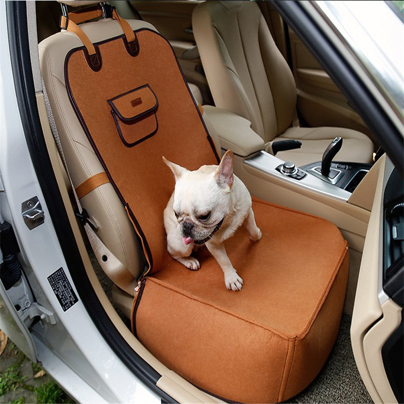Dual-Purpose Pet Car Seat Cushion – Waterproof Nylon, Adjustable Strap, 45x45x58cm